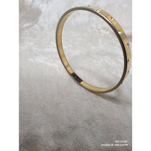 Vintage Vintage Swarovski Crystal Goldtone / Silvertone Bangle Bracelet, prelove - Picture 9 of 16